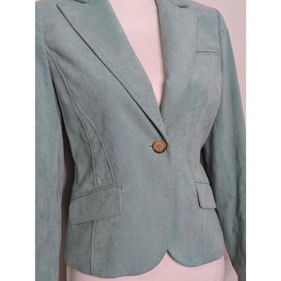 Vintage Petite Sophisticate Stretch Corduroy Blazer Jacket Size M Sea Foam Green - Picture 6 of 9